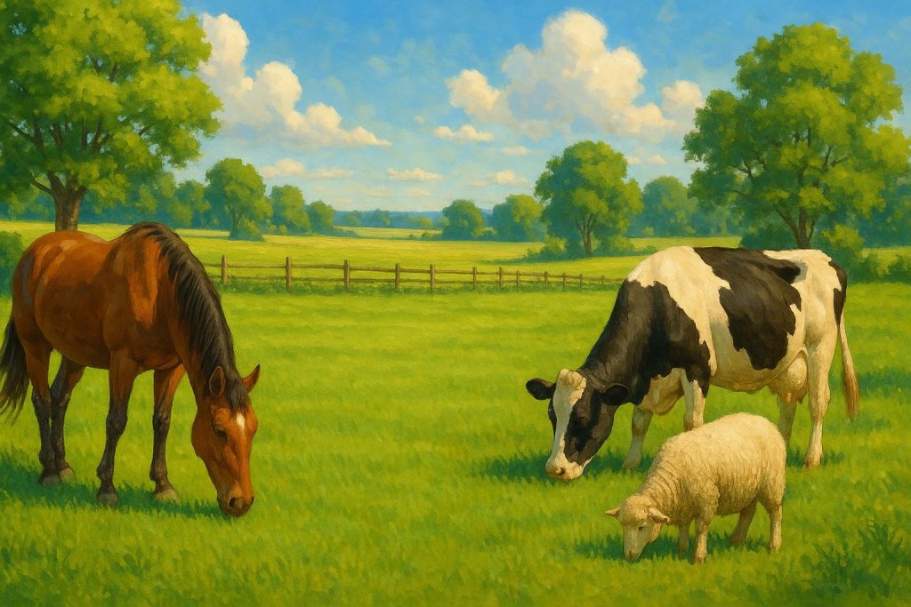 Farm animals representing joint health support with Omega-3 supplements.