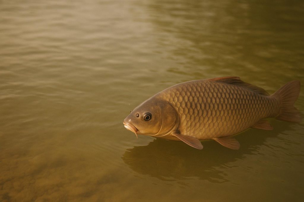 Healthy fish in an aquaculture pond, illustrating probiotic feed additives benefits.