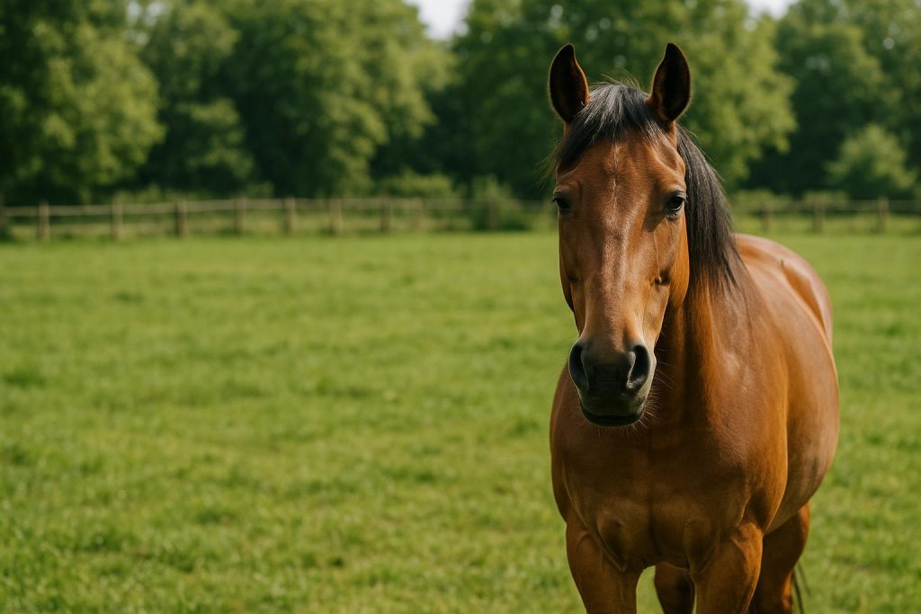 Underweight horse showing signs it may need more fat or an equine feed supplement.